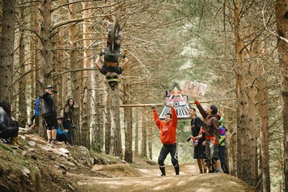 Victor Esplugas doing a backflip at the Red Bull Holy Bike in La Pinilla, Spain on June 5, 2016 // Gonzalo Manera/Red Bull Content Pool // P-20160606-01562 // Usage for editorial use only // Please go to www.redbullcontentpool.com for further information. //